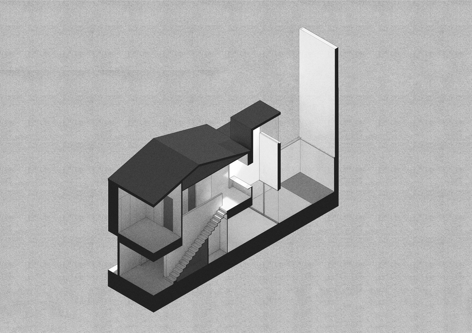 Axonometría seccionada de Casa Mirasol